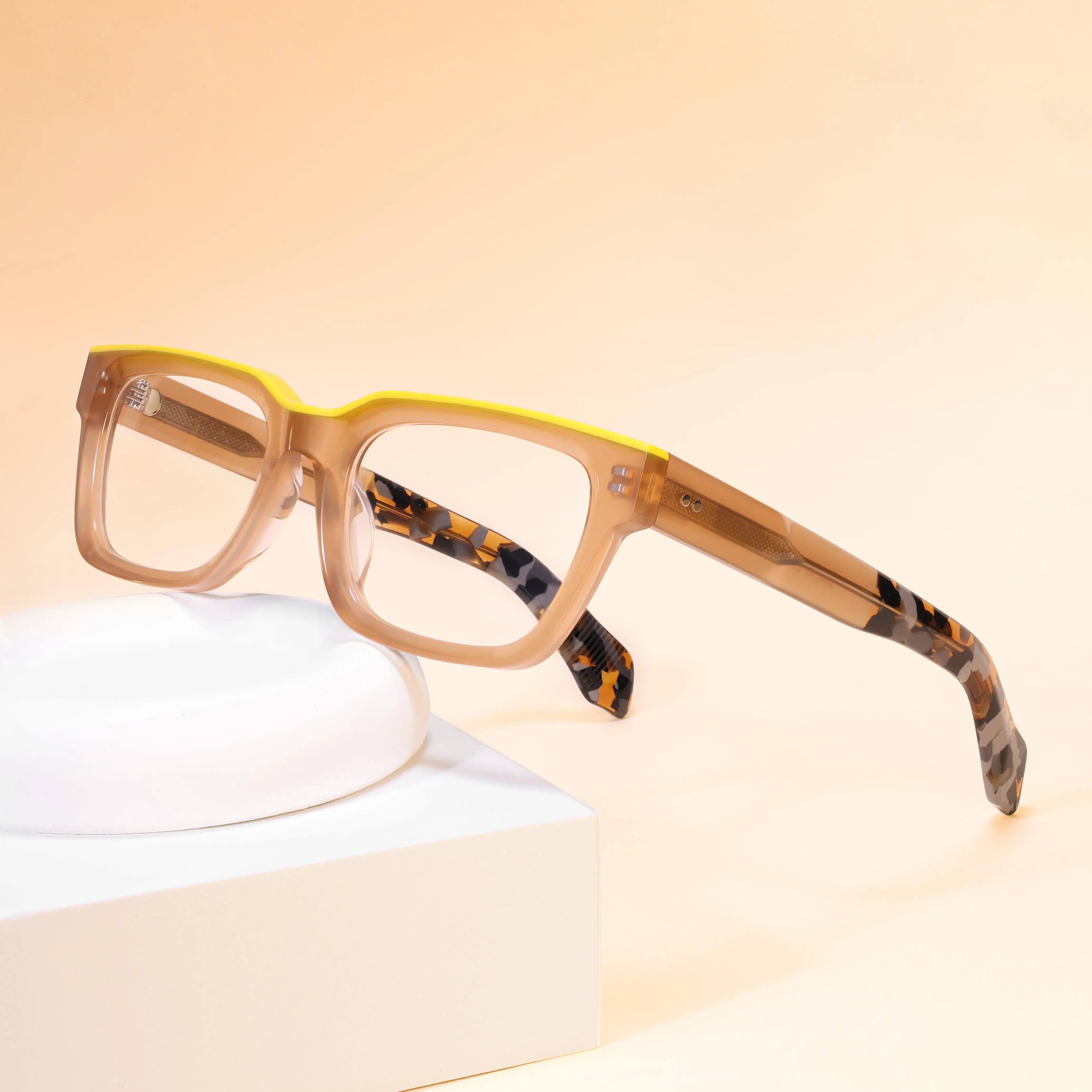VZONE Retro Thick Laminated Acetate Optical Frames Unisex Rectangle Fashion Spectacle Eyewear