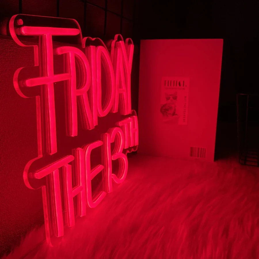 Friday The 13th Neon Sign-Collectible Horror Movie Lamp Decor-Neon Signs for Halloween Decor, Party, Bar, Game Room Decor
