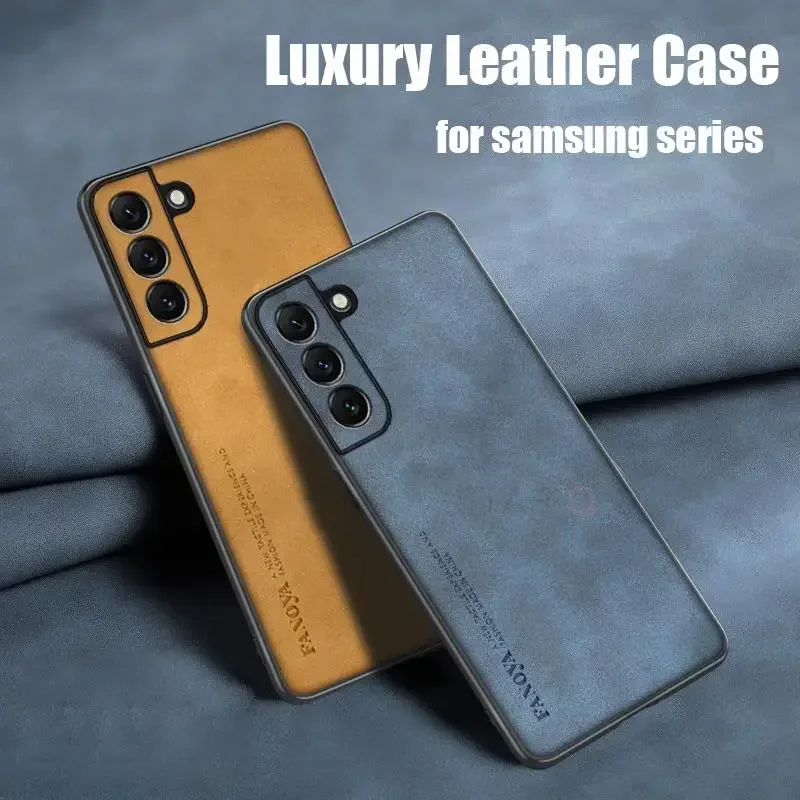 Luxury Sheepskin Leather Case for Samsung Galaxy S24 S23 FE Ultra Plus S22 S21 S20 S10 Note 20 Note 10 Lite 5G Retro Back Cover