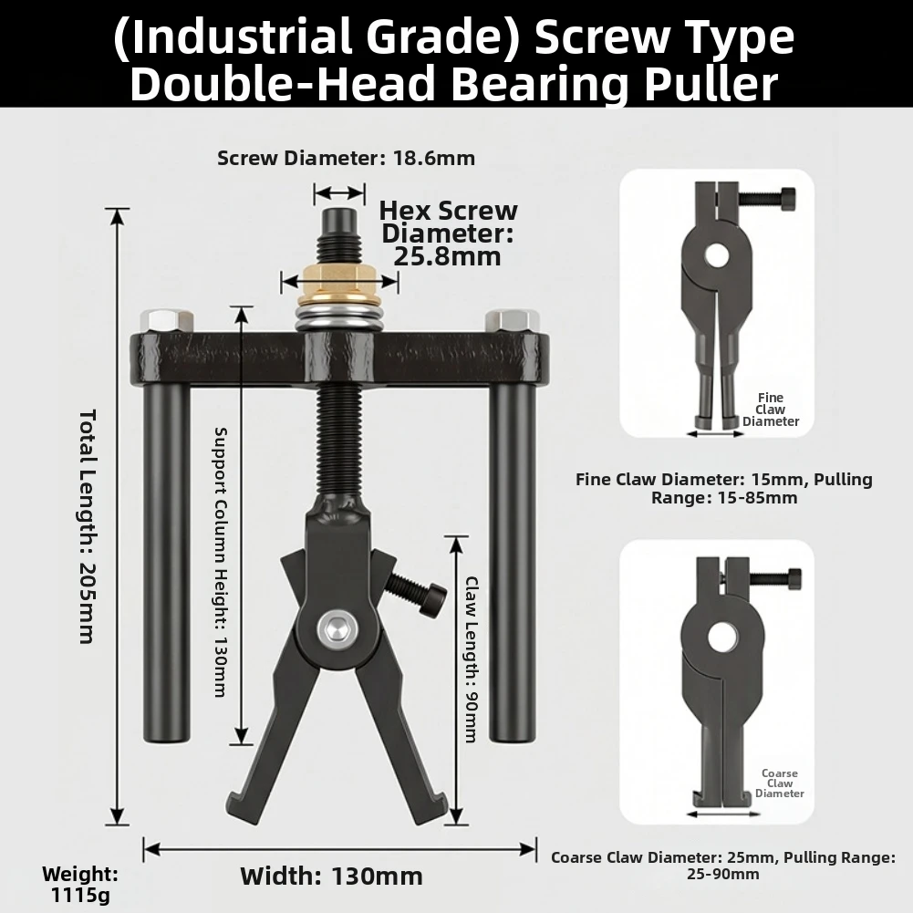 Bearing Puller Tool 45 Carbon Steel Hardened Double Jaw Wheel Remover With Coarse Fine Claws For Auto Car Repair Maintenance Han
