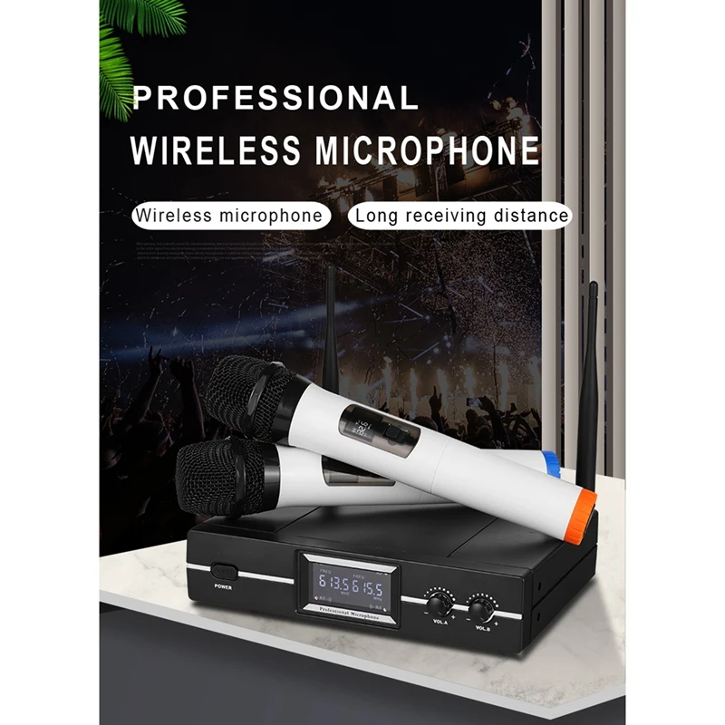 Wireless Microphone 1 Drag 2 Microphone VHF Professional Handheld Mic For Party Karaoke Church Show Meeting