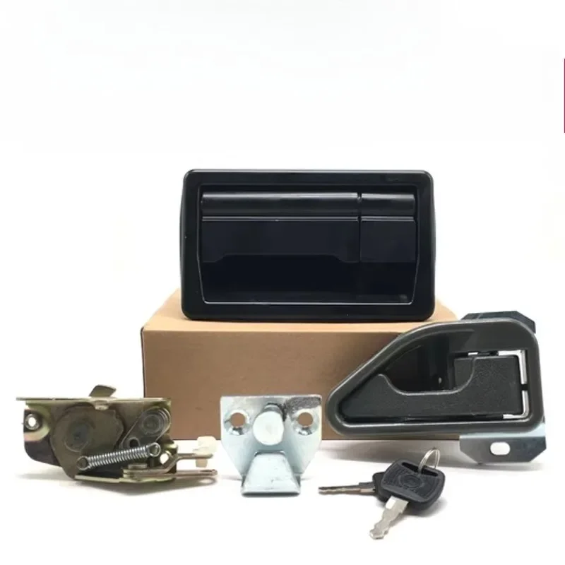 Excavator Accessories for Yuchai 35 50 60-8 Cab Door Lock Assembly A Set of Inner and Outer Handle Lock Block Lock Cylinder