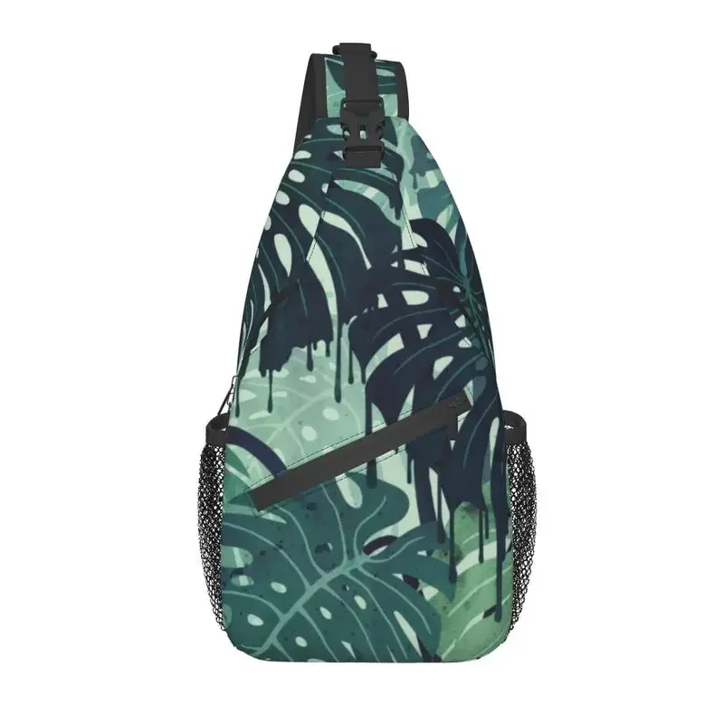 

Рюкзак через плечо с зелеными листьями монстеры, мужской рюкзак на заказ, летняя сумка через плечо с тропическими растениями для путешествий, рюкзак
