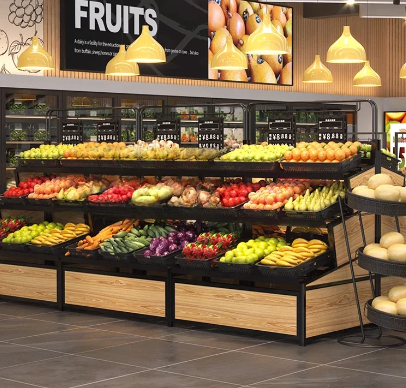Fruit and vegetable shelves, shopping malls, supermarkets, vegetable shelves, fruit stores, vegetable stores, display shelves