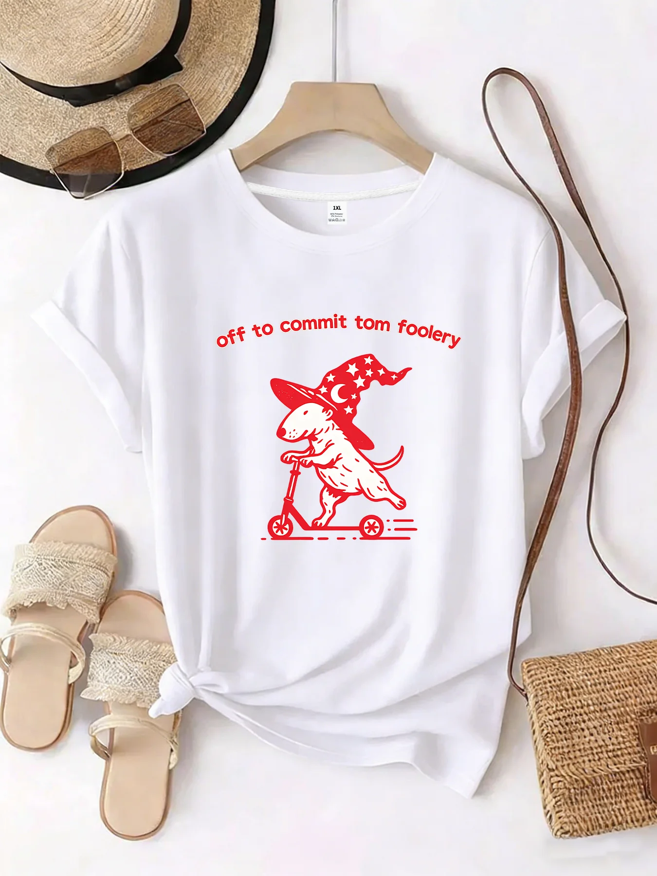 

【WZM10628】Plus Size Women's Crew Neck Casual Short Sleeve T-Shirt Stretch Half Sleeve with Trendy Print