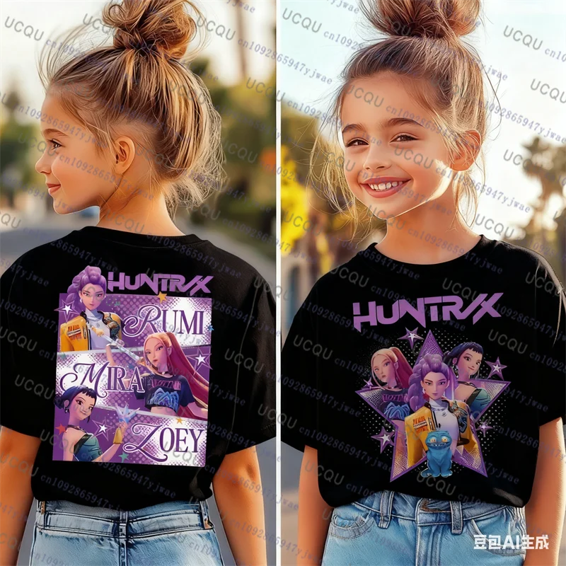 Kpop chasseurs de démons Parent enfant T-shirt à manches courtes Kpop chasseurs de démons Harajuku décontracté mode coton Cosplay enfant T-shirt