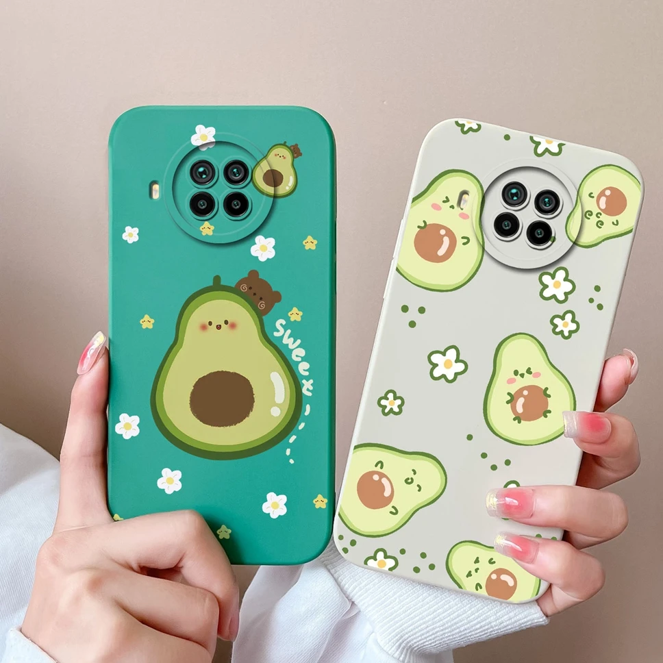 Case For Xiaomi Mi 10i 10T Pro Lite 5G Liquid Silicone Lovely Avocado Pattern Cover For XiaomiMi10i 10 T 10TPro Lite 5G Fundas