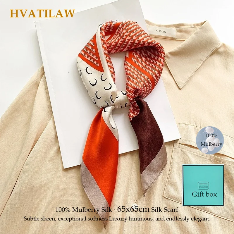 

100% Pure Silk Scarf Summer Women Sunscreen Square Headkerchief Female Hair Shawl Wrap Hijab Bandana Scarves Pashmina Gift Box