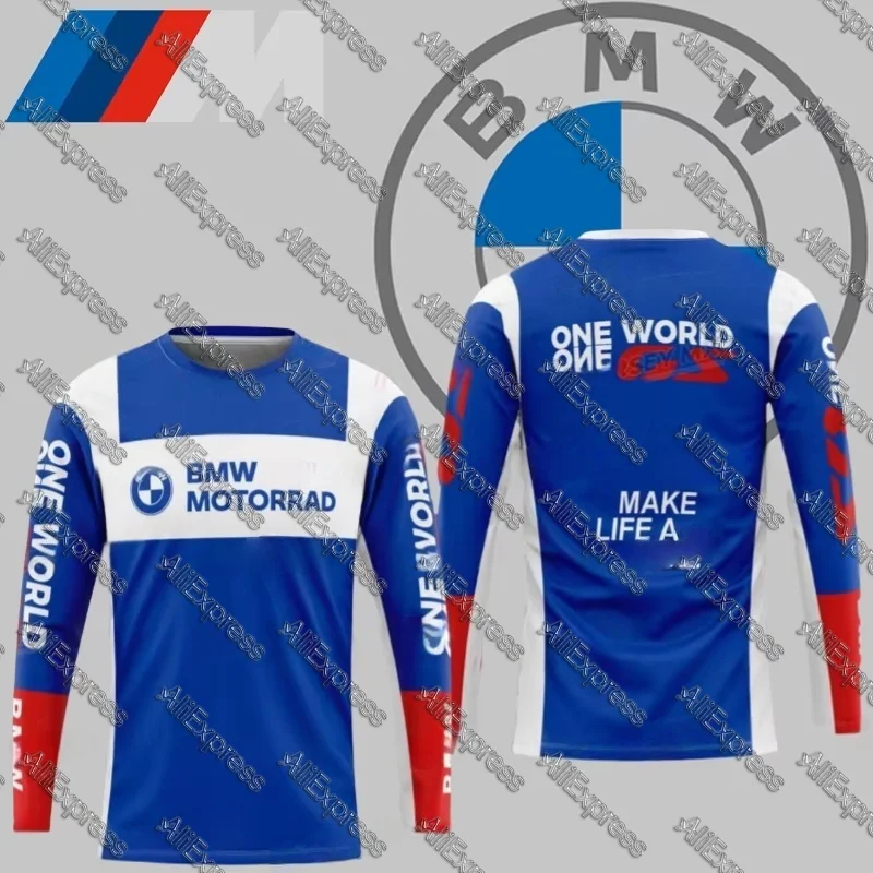 

Новинка 2024 года, быстросохнущая высококачественная роскошная брендовая повседневная футболка BMW с длинными рукавами, спортивный дышащий велосипедный костюм Bimmer, топ Moto