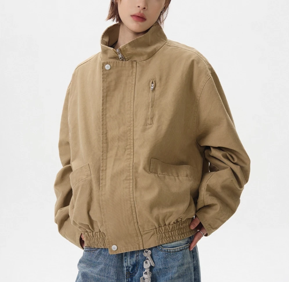 

Bomber Jackets Womens Jacket Pilot Autumn Corduroy Adjustable Double-Breasted Cleanfit College Baseball-Uniform Panelled British
