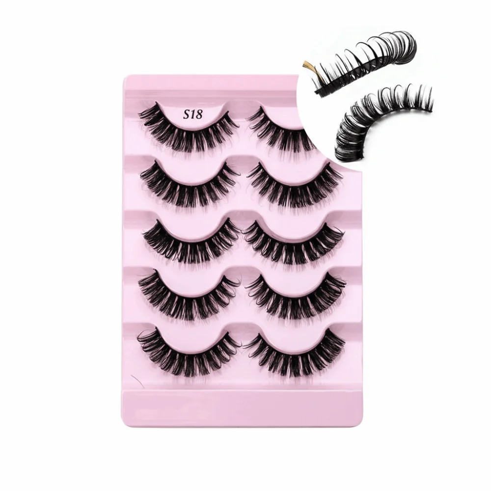 Wispy Fluffy False Eyelashes Thick Long Soft Band Thai Wet Eyelashes Reusable Handmade Craft 3D Faux Mink Eyelashes