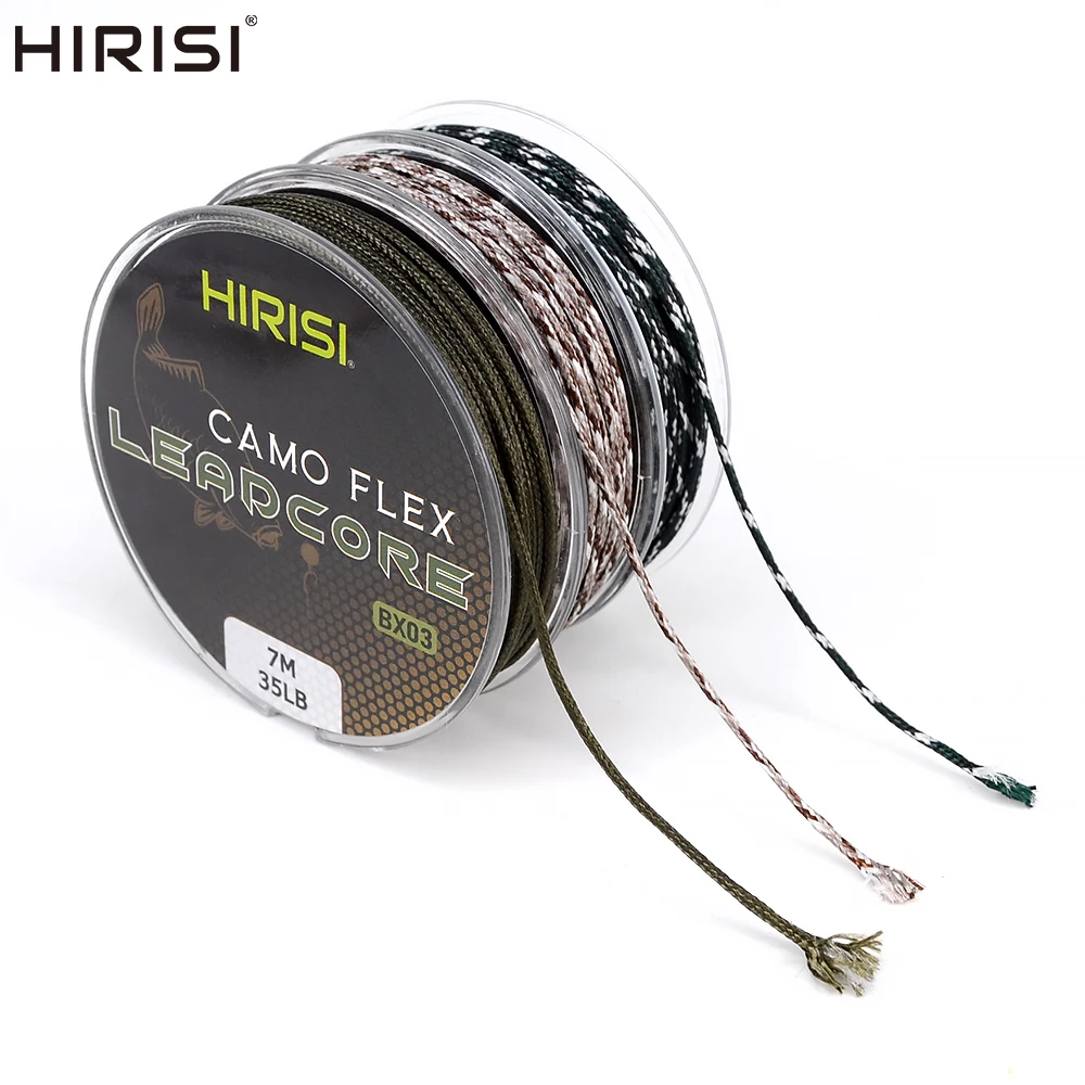 Hirisi 2 Rolls Leadcore Carp Fishing Tackle Line 35LB 7M Make Carp Hair Rigs 3 Color Braided Lead Line