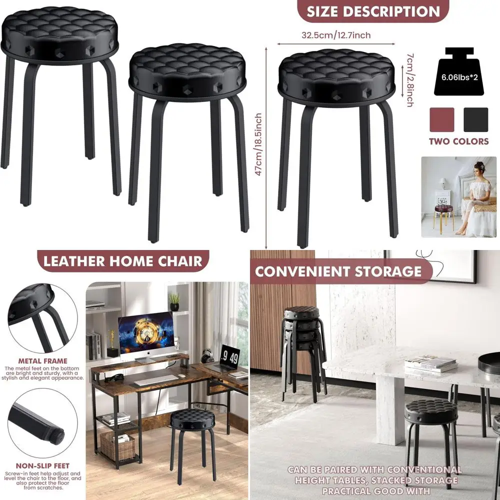Coppia di 18,5 sgabelli da bar moderni in pelle PU con gambe in metallo per cucina, sala da pranzo e altro ancora