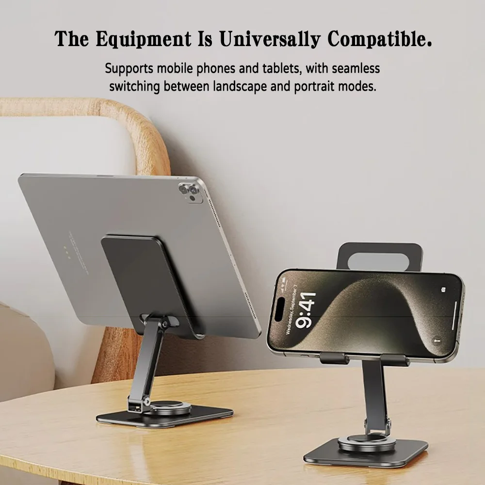 360 Rotatable Metal Phone Tablet Stand Foldable Desktop Phone Holder Smartphone Kickstand Tablets Anti-Slip Desk Mount Brackets view 4