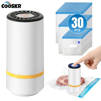 Vacuum Sealer Pump Electric Air Pump Rechargeable Automatic Sealing Machine with Reusable…