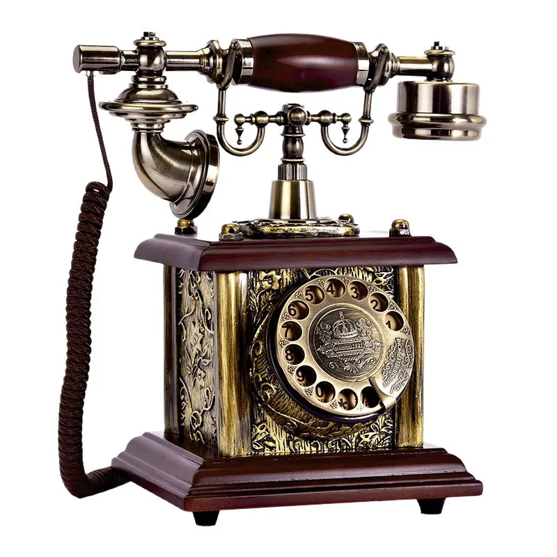 

Solid wood European retro turntable antique telephone living room home landline wireless card SIM phone Vietnamese card