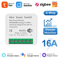 Tuya Zigbee 3.0 Mini Smart 16A Switch Smart Life Automation DIY Module Breaker Support 2Way Control Works with Alexa Google home