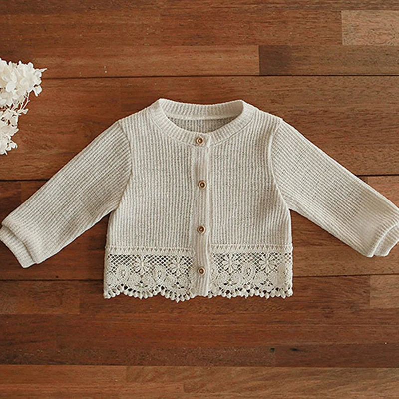 Baby Girls Air Conditioning Shirt Casual Sunscreen Cardigan Coat Infant Baby Cardigan Lace Splicing Long Sleeve Summer Autumn