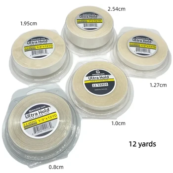 Tutto con scatola 0,8/1,0/1,27 cm Larghezza 12 metri Nastro bianco Ultra Hold Nastro biadesivo Nastro anteriore in pizzo Nastro per capelli Nastro per parrucca