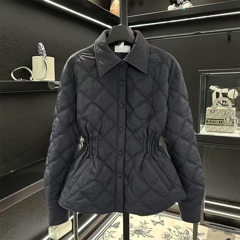 

Korean Sle Women's Oversized Long Sve Cotton Jaet Autumn Winter New Faion Waist-Cinching Versatile Women's Outerwear