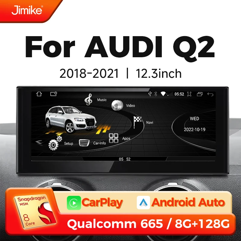 Android 14 wireless carplay auto for audi Q2 2018-2023 car radio stereo Multimedia Player GPS Navigation touch screen 4G WIFI