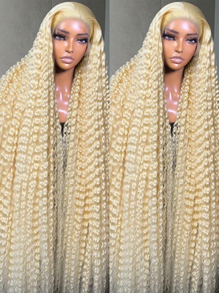 Losse Diepe Golf 13x6 HD Kant Frontale Menselijk Haar Pruik 36 40 Inch Krullend 613 Honingblonde Water Wave Kant Voor Pruiken Voor Vrouwen 250%