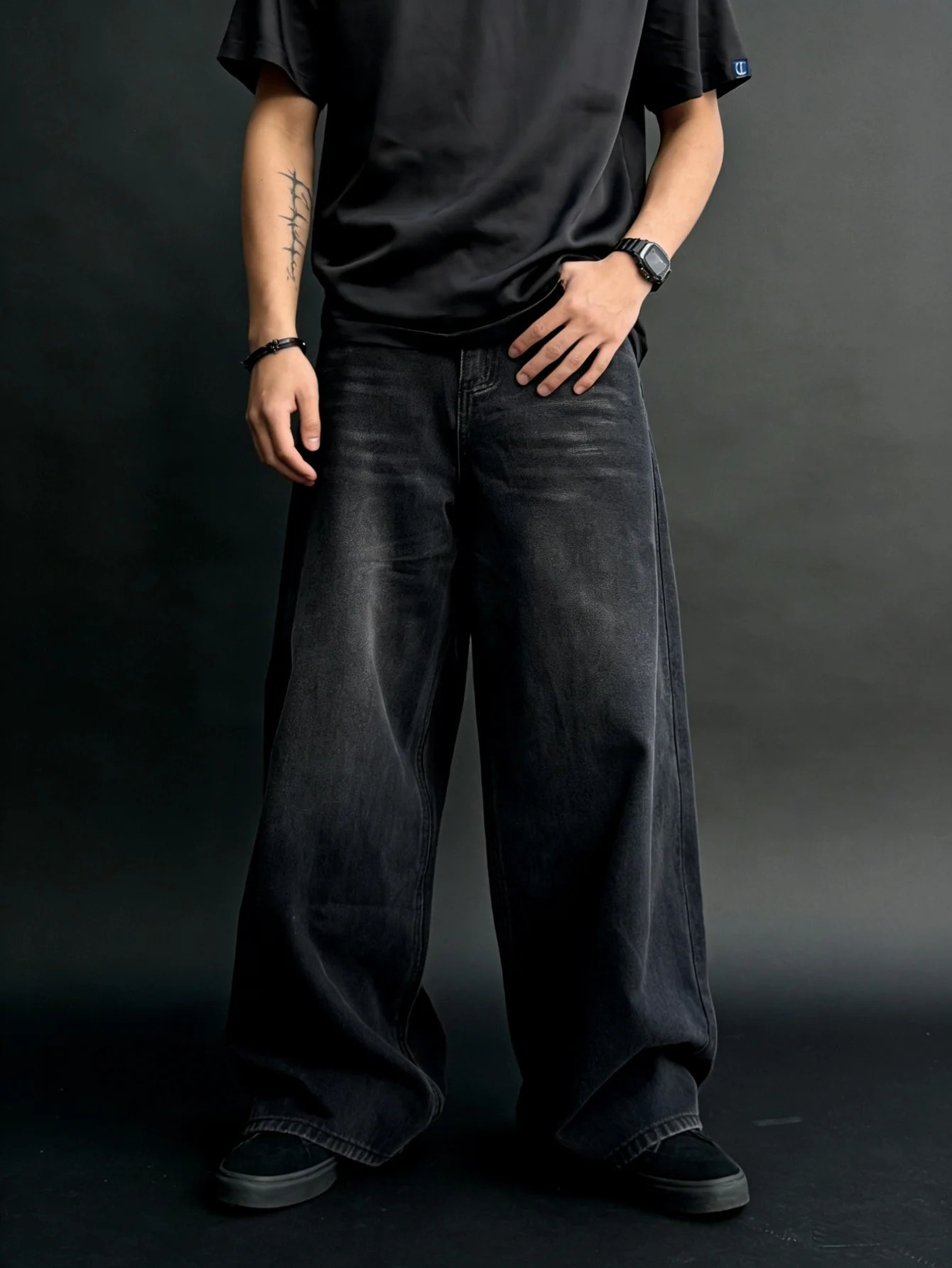 

Мужские широкие джинсы Millennium Y2K, удобные брюки для повседневной носки, аксессуары в комплект не входят