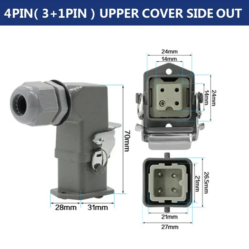 HA Heavy Duty Connector 4/5/6/8 Pin Male Female Industrial Grade Aviation Plug Socket 10A/16A Rectangle Waterproof Joint