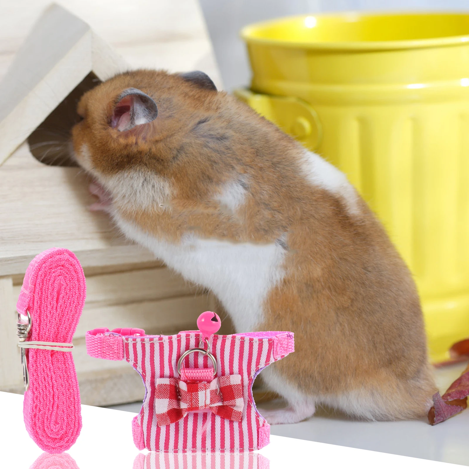

2Sets Comfortable Rat Leash Decorative Hamster Harness Adjustable Portable Pet Accessory Chest Strap Rat Harness