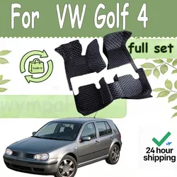 Custom Automotive Car Floor Mats For VW Golf 4 1999 2000 2001 2002 2003 Auto Luxury Leather Men Women Car Mats Full Coverage