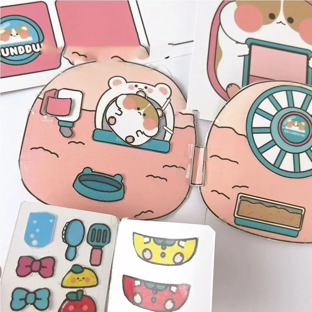 Selbstgemachtes Hamster-Kleinkindbuch, Stickerbuch, Handgemachtes Milchsäurebakterien-Katzenbuch, Montessori-Papierbuch