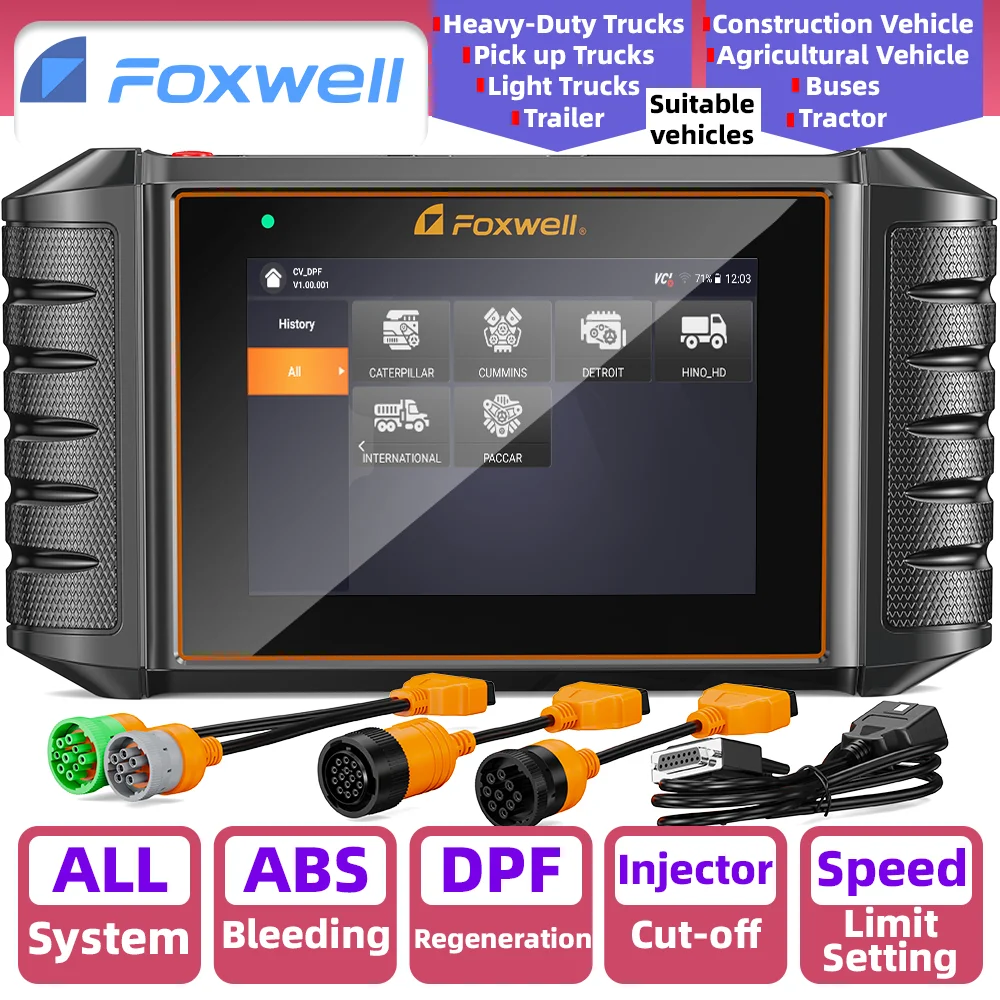 FOXWELL HD500 Heavy Duty Truck Scanner with DPF Regen Injector ABS Limit Setting Diagnostic HD OBD Full System Diagnostic Tool