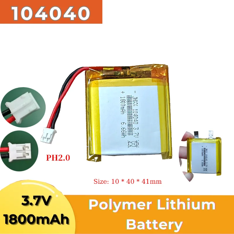 بطاريات قابلة للشحن En Polymère De Batterie Au Lithium 3,7 V 1800 MAH 104040 Pour Mp3 GPS PSP DVD T telephone