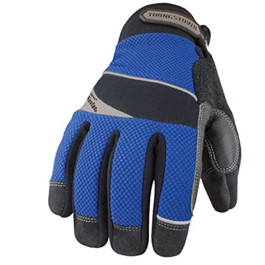 

Youngstown Glove Cut Resistant Waterproof Synthetic Work Gloves For Men-Kevlar Lined, Insulated for Winter/Cold-Blue