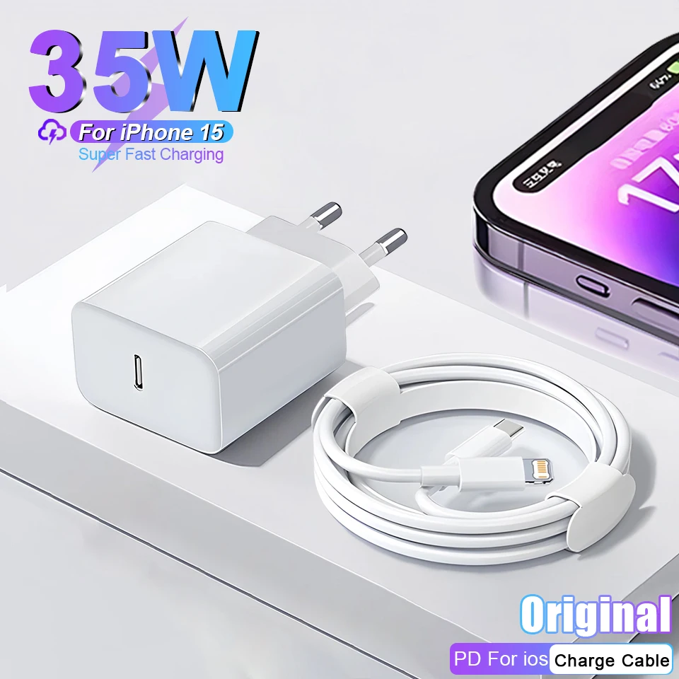 NEW Original PD 35W Fast Charger For iPhone 15 14 13 12 11 Pro Max Plus XS XR USB C Cable Fast Charging Type-C Cables Accessorie