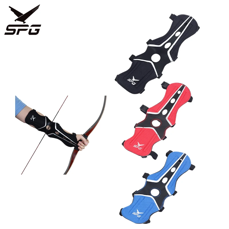 Archery Arm Guard Recurve Compound Bow and Arrow PU Material Shooting Hunting Adjustable 4 Strap Arm Protection Gear Accessories