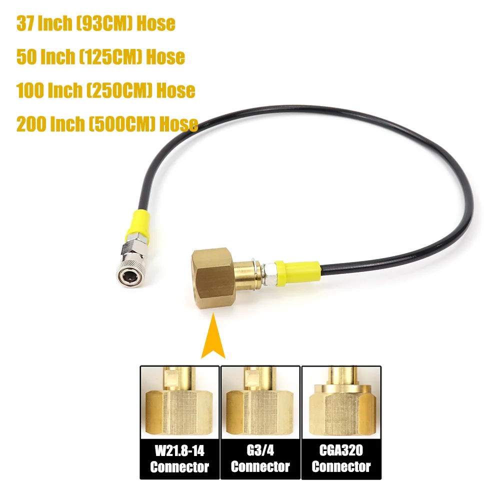 Soda Machine Extended CO2 Tank Cylinder Remote Hose with 8MM Quick Disconnect CGA320, W21.8-14, or G3/4 Fit Sodastream