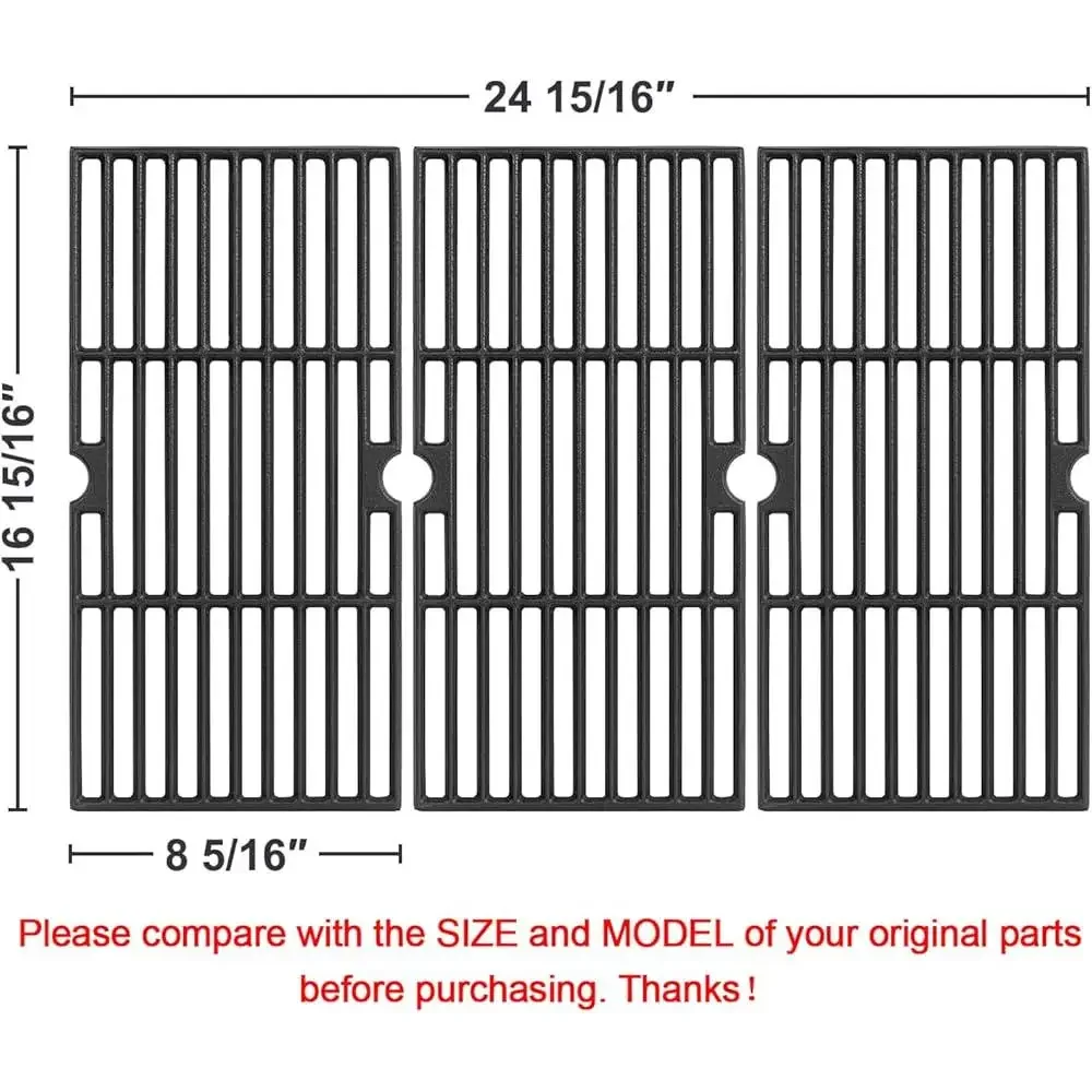 مجموعة شبكات شواية من الحديد الزهر شديدة التحمل، 3 قطع من شبكات الطبخ الاحترافية للاحتفاظ بالحرارة