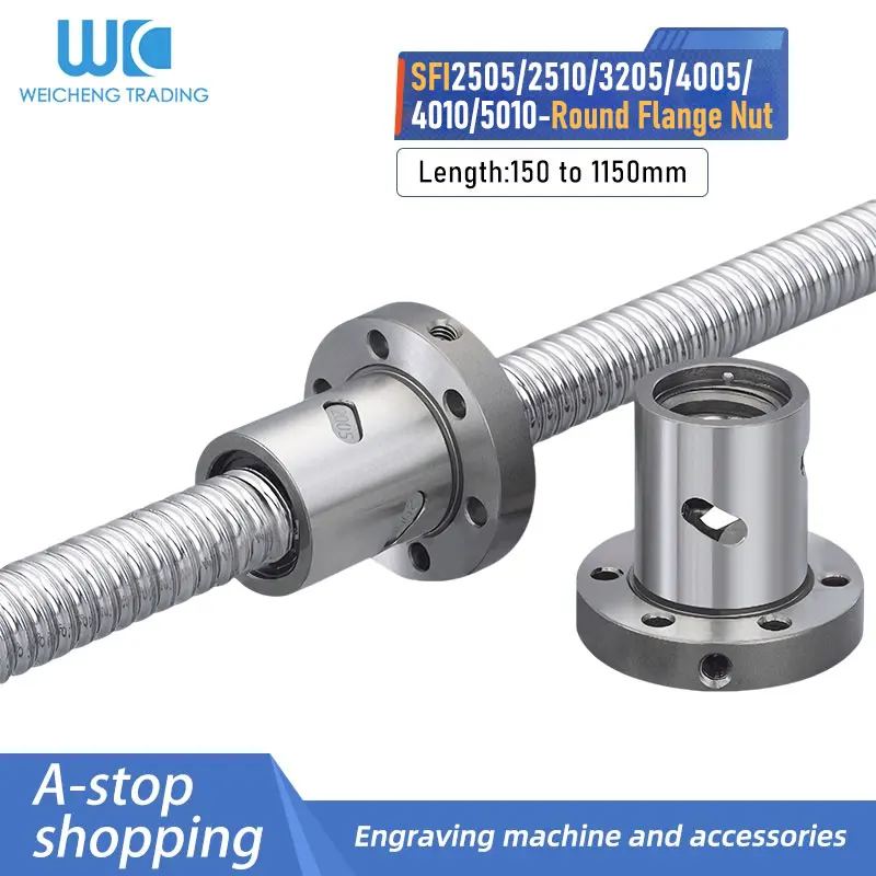 1PC Ball Screw SFI2505/2510/3205/4005/4010/5010 Diameter 25/32/40/50mm 150-1150mm Sub Nut ball Nut End Processed Machined CNC