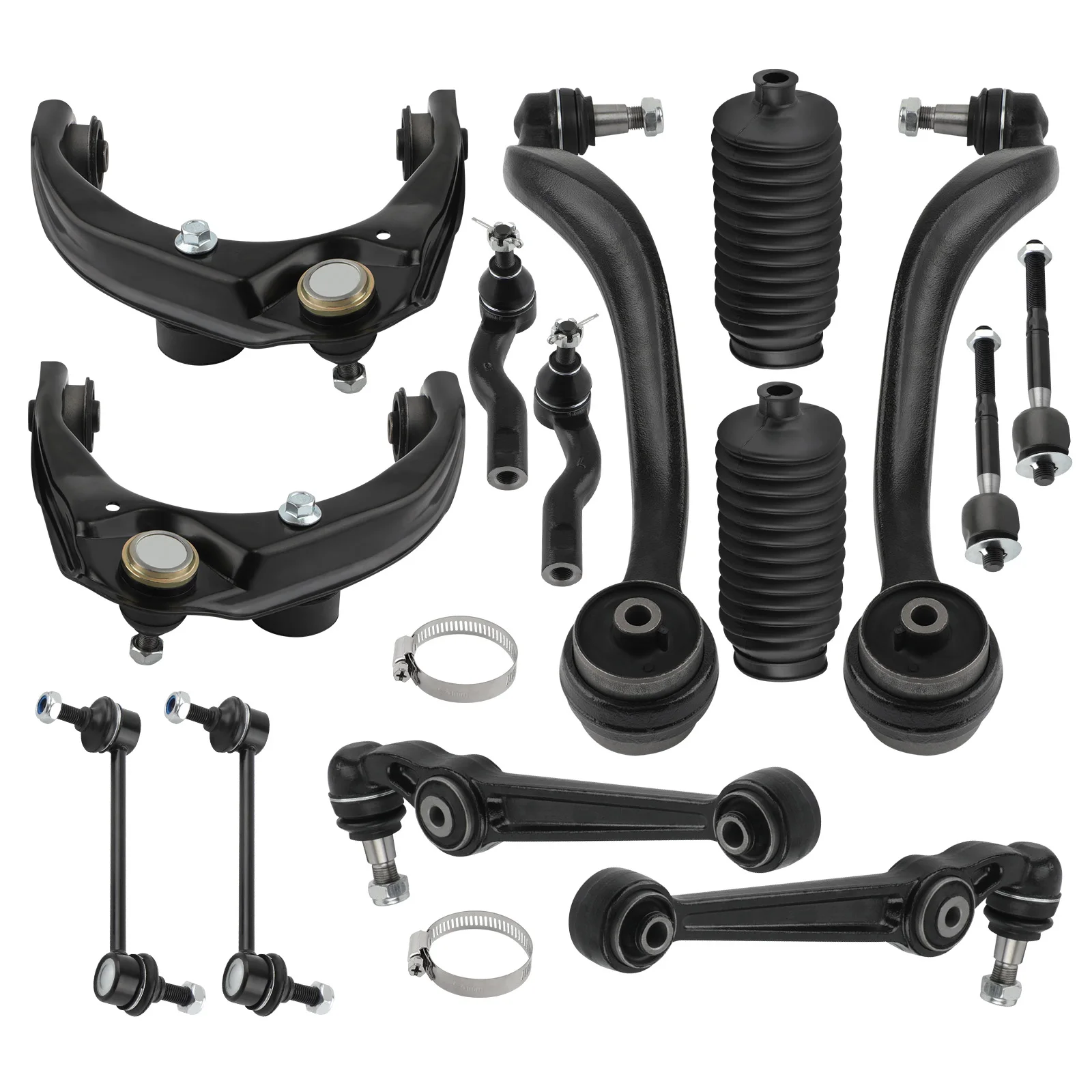 14 Piece Steering Suspension Kit Control Arms Tie Rods Sway Bar for Ford Fusion Front Upper & Lower for Lincoln MKZ 2011 - 2012