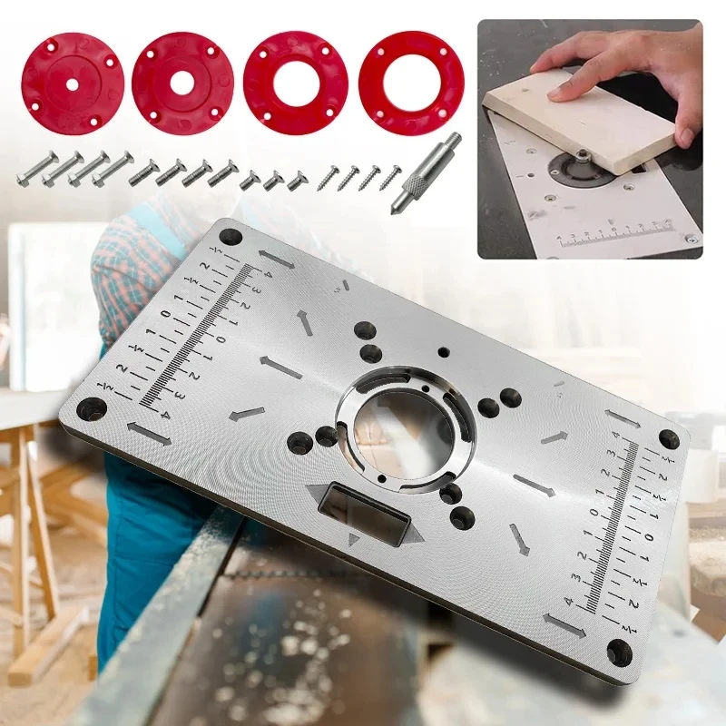 

Aluminum Router Table Plate for Woodworking Table Top Insert Mounting Plate Wood Tools Trimming Milling Machine with Accessories