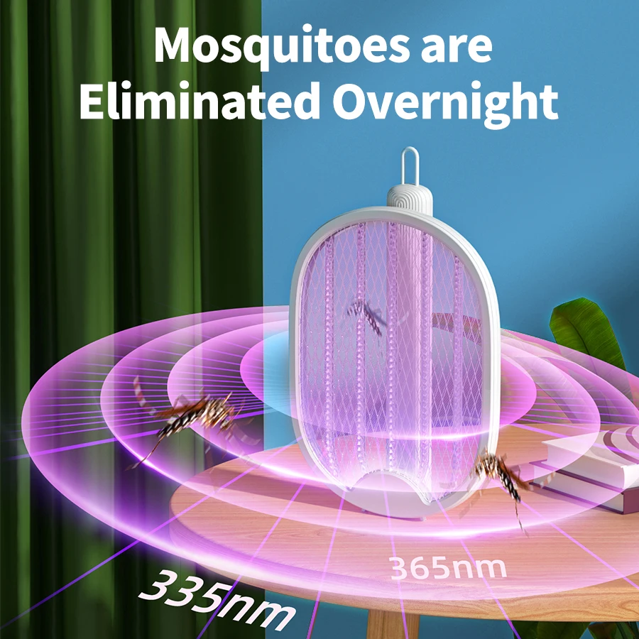 Electric Fly Mosquito Swatter Racket Rechargeable Safety Mosquito Killer Lamp Anti Mosquito Insect Trap Pest Fly Bug Zapper Bat