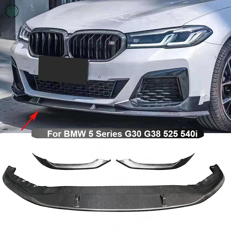 Carbon Fiber Car Front Bumper Splitter Front Lip Chin Spoiler Diffuser Parts MP style For BMW 5 Series G30 G38 525 540i 2021+