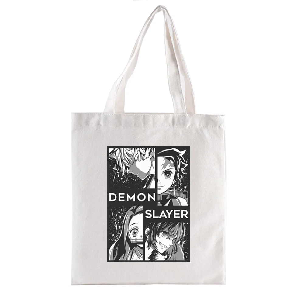 Demon Slayer Characters Graphic Tote Bag Demon Slayer Print Shoppong Bags Totebag Women's Handbags Funny Casual Totes Shopper