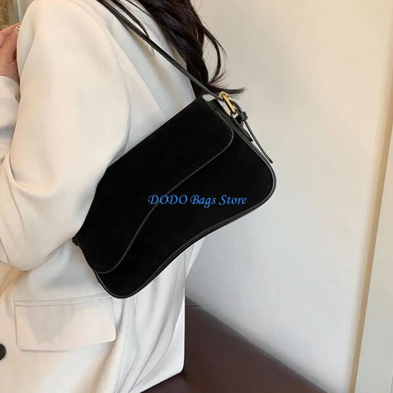 حقيبة الإبط النسائية حقيبة كتف بسيطة من جلد البولي يوريثان حقيبة تسوق عصرية محفظة الخريف الشتاء حقيبة كروس للجسم لكل يوم #5