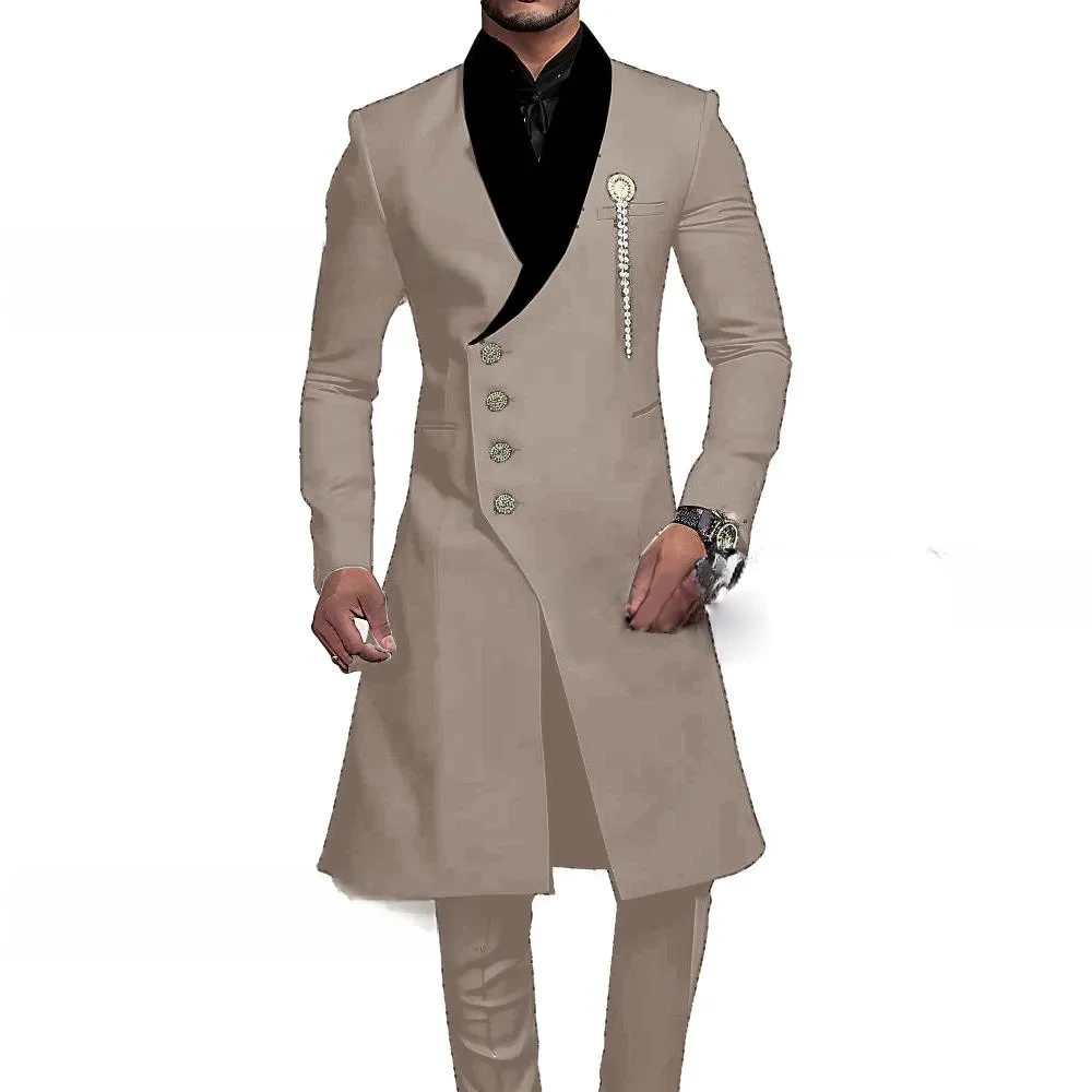 

Африканский модный мужской длинный костюм, комплект для дня рождения, свадьбы, жениха, платье, Лидер продаж, 2 предмета, новый смокинг для взрослых по индивидуальному заказу