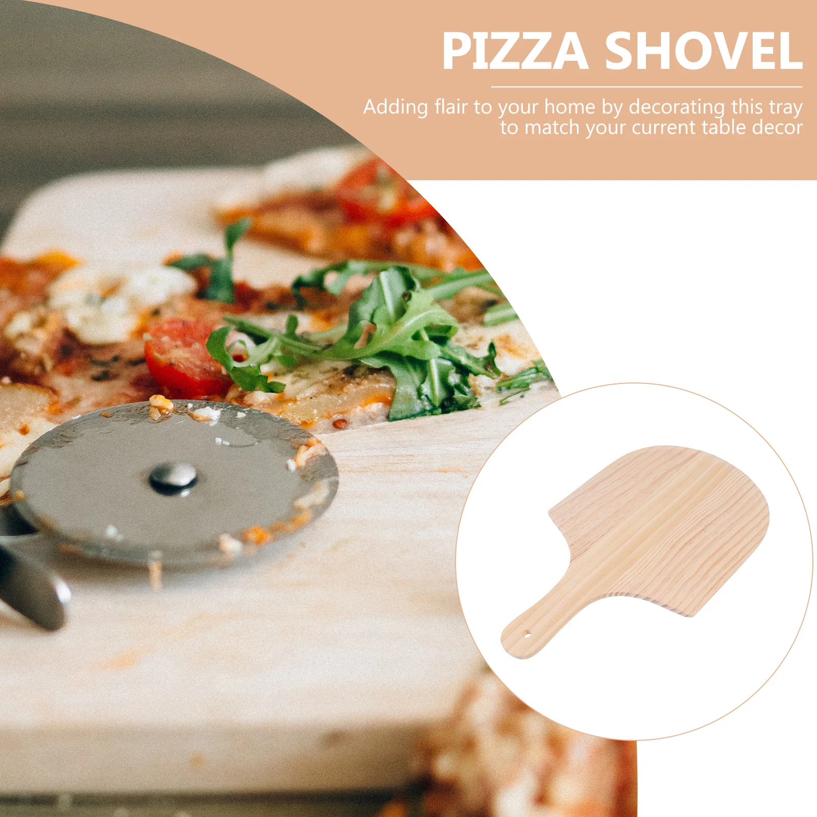1pc Wooden Pizza Peel 9 Inch Solid Wood Pizza Tray Natural Grain Eco Friendly Kitchen Tool Pizza Shovel Serving Board For - Image 4