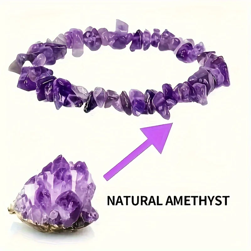 

3 Pcs/set Natural Stone Amethyst Chip Bracelet Women Reiki Healing Irregular Crystal Stretch Jewelry Yoga Meditation Couple Gift