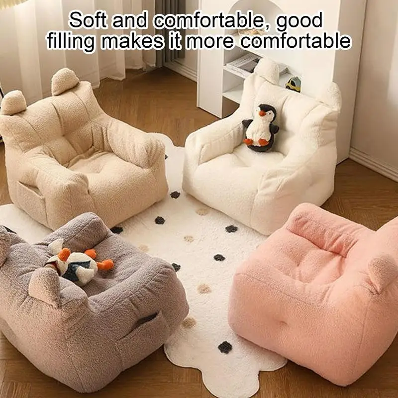 Children's Sofa Baby Reading Lazy Sofa Cotton And Linen Lamb's Wool Fabric Cute Small Sofa Chair Removable And Washable