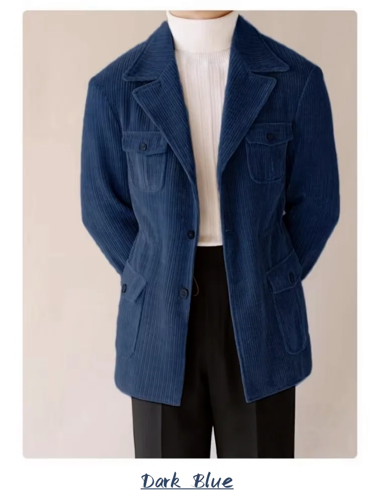 Giacche di velluto a coste per uomo Abiti da uomo eleganti Comodo abbigliamento da lavoro Blazer maschile Giacca da uomo di lusso Abiti da lavoro invernali Cappotto a costine